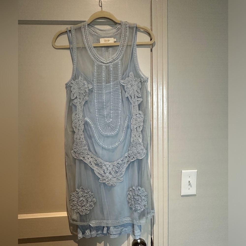 Candela Light Blue Embroidered Dress